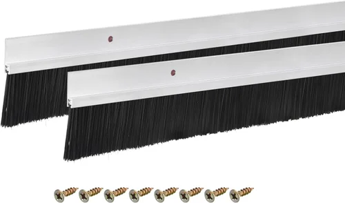 Miniatura 20 de uxcell 2 piezas cepillo de puerta barrido inferior forma H base de aleación de aluminio con cepillo de nailon de 0.4 pulgadas para hogar, industrial