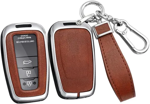 Miniatura 16 de ontto Funda para llave de coche con llavero de cuero y metal compatible con Toyota Camry CH-R CHR Prius RAV4 86 Corolla Yaris Land Cruiser llavero