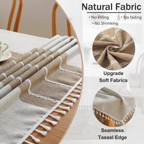 Miniatura 3 de JIALE - Manteles para mesas rectangulares, mantel de lino de algodón impermeable sin arrugas para mesas de comedor de granja, manteles de tela suave