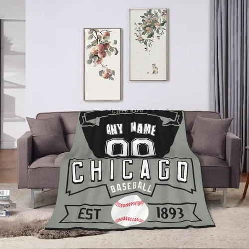 Miniatura 23 de Manta personalizada para fanáticos de la cama, regalo de béisbol, ciudad, invierno, verano, manta de forro polar con nombre y número personalizados