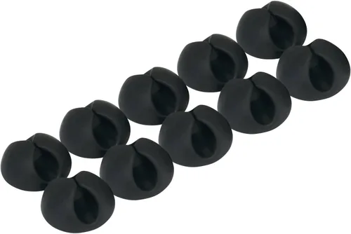 ROK Hardware Clip de cable de silicona multiusos tipo cable de alambre USB para escritorio de pared organizador de escritorio (10 unidades, negro)