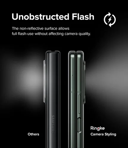 Miniatura 5 de Ringke Protector de lente de cámara compatible con Samsung Galaxy Z Fold 3, marco de aluminio, resistente cubierta protectora - negro