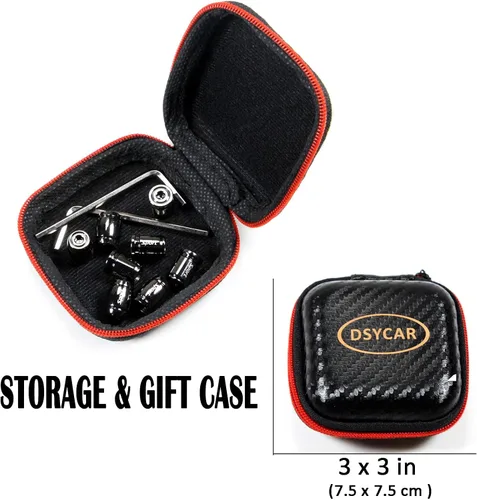 Miniatura 6 de Dsycar Paquete de 8 tapas de válvula de neumático con bloqueo, diseño antirrobo, con anillo de goma O, tapones universales de aluminio para válvulas