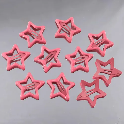 Miniatura 3 de 10 pinzas para el cabello con forma de estrella roja clara, pasadores para el cabello para niñas, pinzas pequeñas Y2K, antideslizantes, estrellas