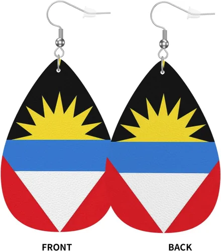 Miniatura 3 de Pendientes de bandera de país en forma de lágrima para mujer, ligeros, de cuero, colgantes, joyería patriótica para regalos