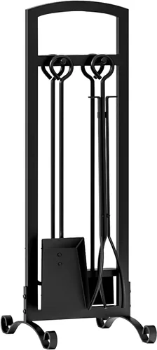 Miniatura 9 de Juego de herramientas para chimenea de 5 piezas, accesorios elegantes y simples para el hogar con póker, pinzas, pala, cepillo, negro
