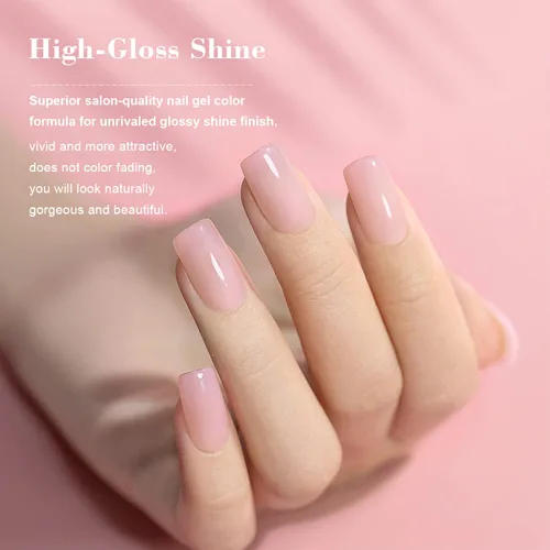 Miniatura 3 de RARJSM - Esmalte de uñas en gel, color rosa cremoso, tono de piel neutro translúcido, 15 ml, requiere secado con lámpara UV o LED, manicura francesa