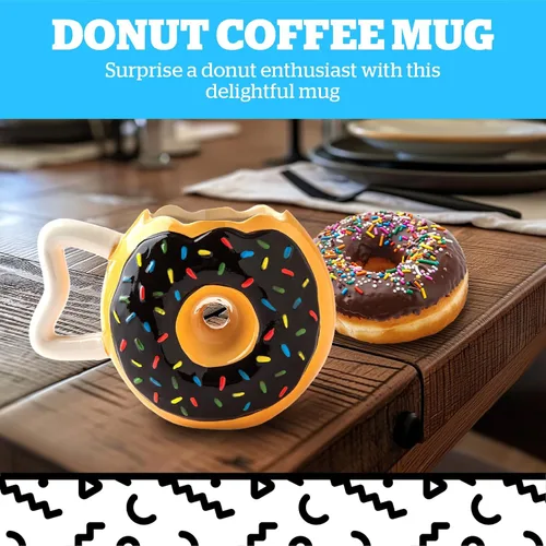 Miniatura 2 de BigMouth Inc Taza de Café con Chispitas de Dona, Divertida Taza Novedosa con Forma de Dona, Regalo Divertido para Amantes de los Postres, Cerámica