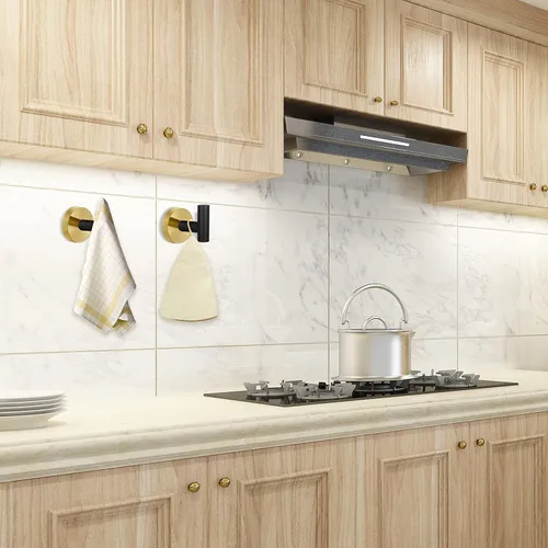 Miniatura 5 de Paquete de 4 ganchos para toallas de bata, gancho de pared negro y dorado, de acero inoxidable, resistente, colgador de puerta, toalla, ropa, Negro