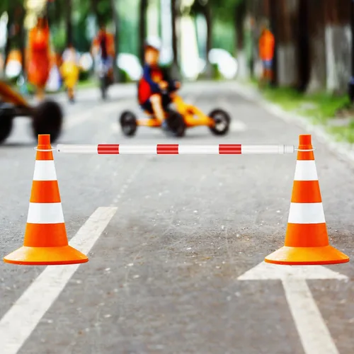 Miniatura 3 de Huwena 12 barras retráctiles de cono de tráfico de longitud de 4 a 6.9 pies, barricada de tráfico ligera para estacionamientos, construcción