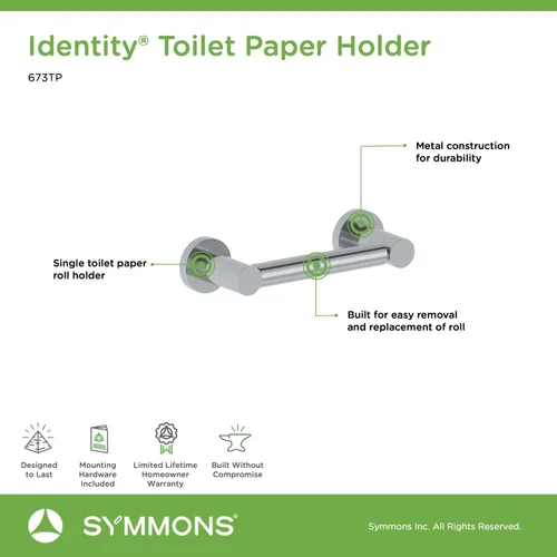 Miniatura 3 de Symmons 673TP Identity - Portarrollos de papel higiénico de pared en cromo pulido Cromado