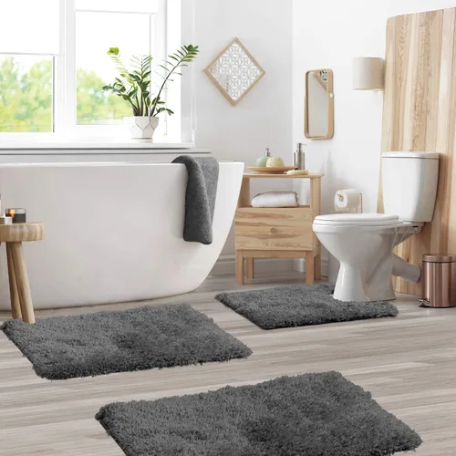 Miniatura 2 de Clara Clark - Juego de 3 tapetes de baño de felpa esponjosa, alfombra antideslizante, lavables a máquina y de secado rápido, ultrasuaves