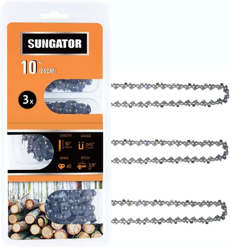 Miniatura 25 de SUNGATOR Paquete de 3 cadenas de motosierra de 8 pulgadas SG-S33, paso LP de 3/8 pulgadas, calibre 0.050 pulgadas, 33 eslabones de transmisión