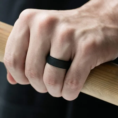 Miniatura 6 de ROQ Silicone Rubber Wedding Ring for Men, Comfort Fit, Men's Wedding Band, Breathable Rubber Engagement Band, 8mm Wide 2mm Thick, Step Edge, Multi