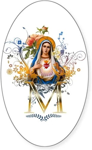 Miniatura 8 de CafePress - Adhesivo ovalado de la Virgen María de Fátima - Adhesivo ovalado para parachoques de coche Blanco - Pegatina Ovalada Virgen María Fátima