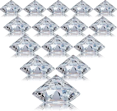 Boao Paquete de 24 tarjeteros de mesa de acrílico con diamantes de cristal, decoración de fiesta de diamantes para bodas, mesa del hogar Transparente