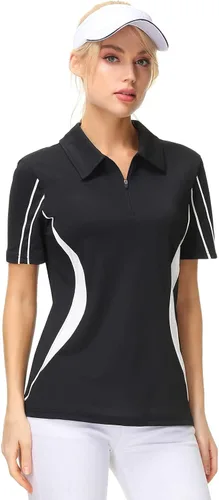 Miniatura 4 de JACK SMITH Women Golf Polo Shirts Zipper Moisture Wicking Tennis Shirts Short Sleeve Slim Fit Sport Active Tops S-XXL