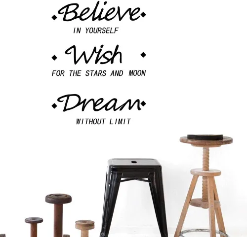 Miniatura 3 de Believe in Yourself Wish for The Stars and Moon Dream Without Limit - Calcomanías de pared con frases inspiradoras para aula, dormitorio de niños