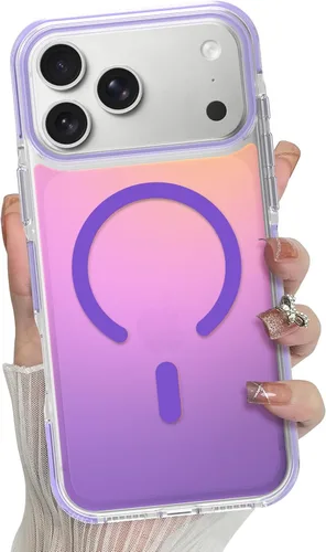 Miniatura 34 de Bonoma Funda magnética para iPhone 13 【Soporte para Magsafe】Protector de cámara de lujo de cristal fluorescente iridiscente con láser brillante + 2