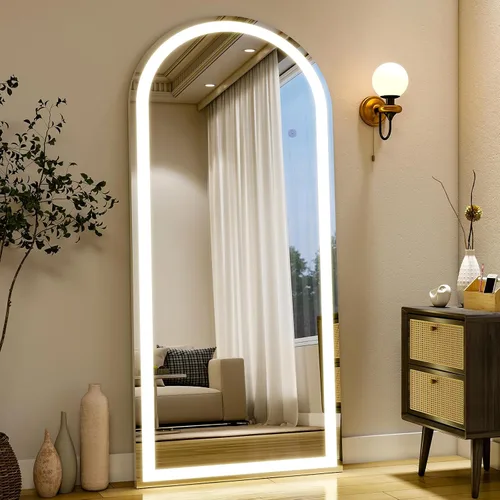 Miniatura 2 de Easly Espejo de longitud completa de 26x68 pulgadas con luces, espejo de pie LED iluminado, colgante de longitud completa con soporte, espejo