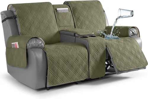 Miniatura 20 de TAOCOCO Fundas de sofá reclinable 100% impermeables con consola, fundas de sofá para sofá reclinable de 3 asientos con diseño de correas, funda