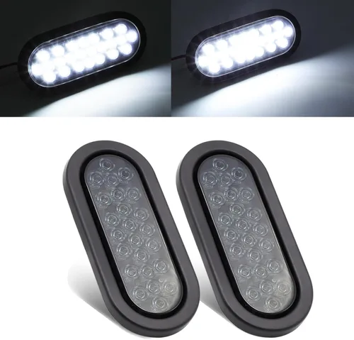 Miniatura 14 de 2 piezas de 6 pulgadas de lentes ovalados ahumados rojos, luces traseras multifunción con parada de freno con goma y enchufe para camiones