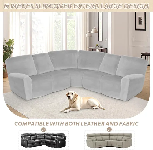 Miniatura 3 de Arfntevss Fundas para sofá reclinable seccional, funda de terciopelo para sofá seccional para sofá reclinable, elástica, suave en forma de L, funda