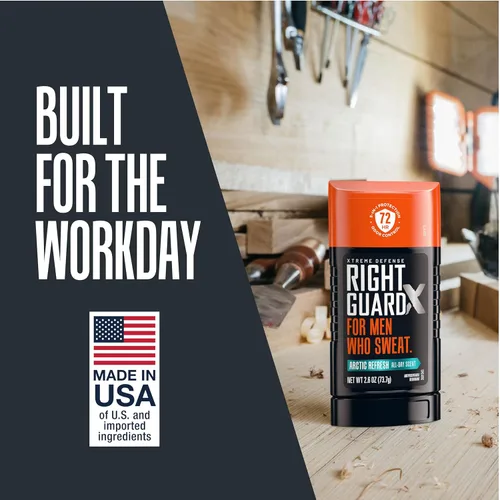 Miniatura 6 de Right Guard Xtreme Defense Invisible Solid, desodorante antitranspirante, aroma Arctic Refresh - Desodorante 5 en 1 para hombres, control de olores