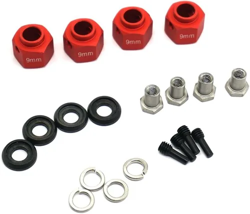 Miniatura 6 de MOHERO Bujes de rueda hexagonales de aleación de aluminio de 0.354 in de grosor y 0.472 in para Trx4 1/10 RC modelo Crawler (rojo, 0.354 in)