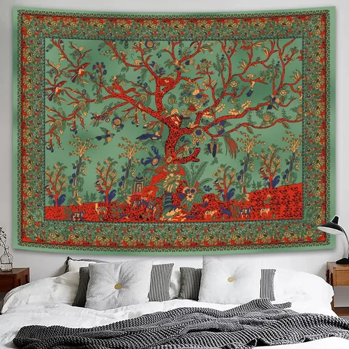 Miniatura 4 de Simpkeely Tapiz de árbol de la vida, decoración estética de mandala indio para colgar en la pared, teñido anudado, decoración de pared