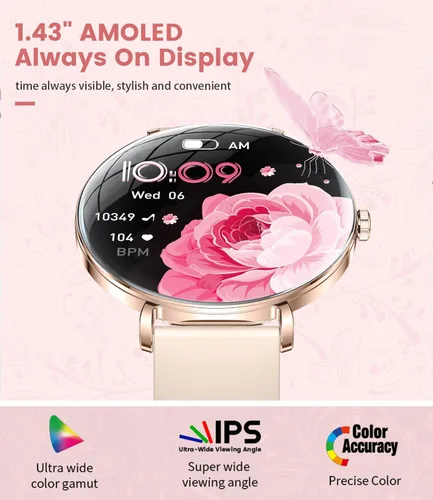 Miniatura 9 de LIGE Reloj inteligente ultrafino para mujer (respuesta/hacer llamadas), reloj de seguimiento de actividad física de 1.43 pulgadas con frecuencia