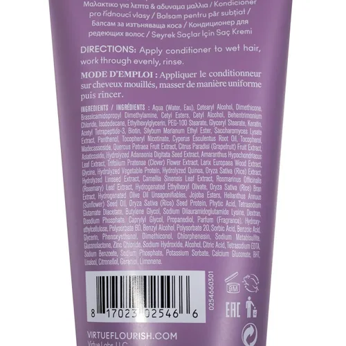 Miniatura 2 de VIRTUE Acondicionador Flourish para cabello fino o adelgazante, producto de crecimiento del cabello sin sulfato, desenreda y espesa, seguro