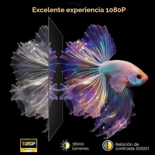 Miniatura 2 de Mini Proyector con WiFi y Bluetooth, Proyector Portátil Nativo 1080P Compatible con 4K con Soporte Ajustable de 180°, Pantalla Máxima de 180