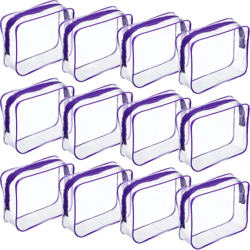 Miniatura 36 de Weewooday 12 piezas bolsas transparentes para maquillaje, bolsas de almacenamiento de cosméticos, estuches de PVC con cremallera, bolsas de viaje