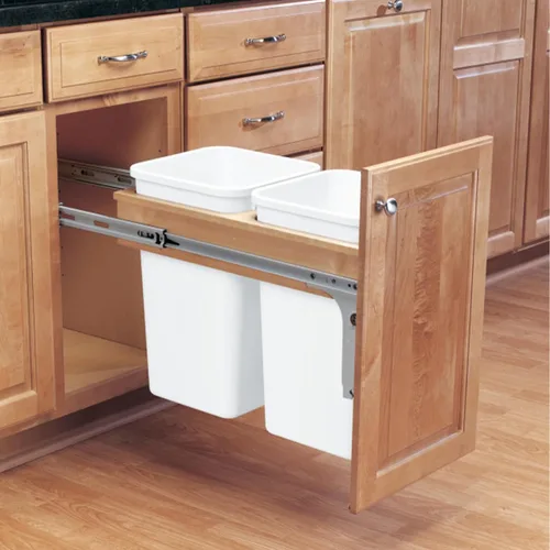 Miniatura 7 de Rev-A-Shelf Botes de basura de cocina de 27 cuartos de galón de montaje superior con toboganes de extensión completa clasificados de 150 libras