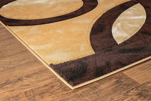 Miniatura 5 de GLORY RUGS Alfombra de área 2x3 marrón, tapete para puerta, círculos modernos, suave, alfombra de piso contemporánea con textura esponjosa