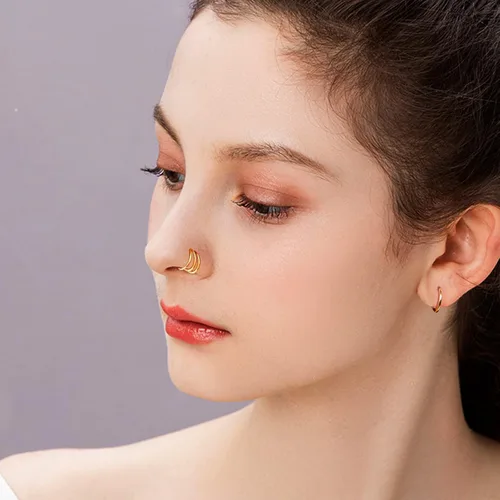 Miniatura 2 de Aretes de aro pequeños con relleno de oro de 18 quilates para mujeres y hombres, aretes de aro de tubo sin fin, ligeros y pequeños hechos a mano