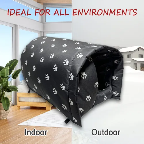 Miniatura 5 de Refugio para Gatos Tamaño L Grande para 3 Gatos Adultos al Aire Libre, Casa para Gatos Ferales para Invierno, Impermeable y Cálida Casa para Gatos