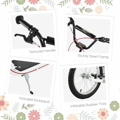 Miniatura 5 de Aosom Patinete para jóvenes, patinete para niños de 5 años en adelante, carga máxima 100 kg, con manillar ajustable, ruedas inflables de 16", frenos