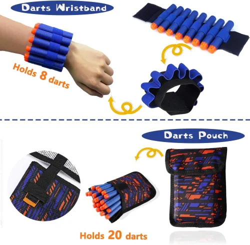 Miniatura 4 de Kit de chaleco táctico para niños para pistolas Nerf de la serie N-Strike Elite, con 40 dardos de recarga, 2 clips de recarga, bolsa de dardos