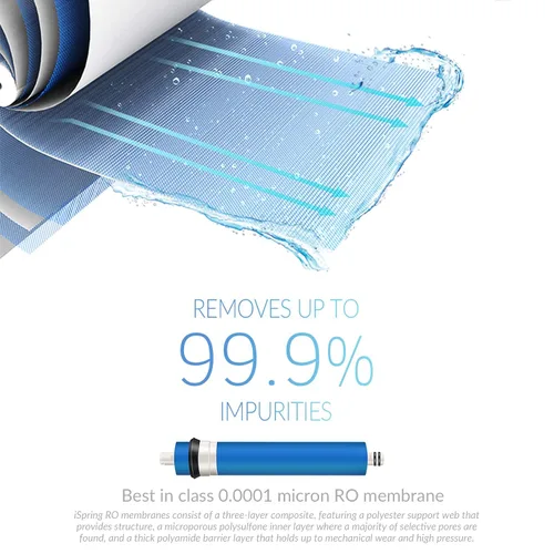 Miniatura 4 de Sistema de filtrado de agua potable con bomba aumentadora de presión iSpring rcc7p 5 estaciones, máximo rendimiento por ósmosis inversa. Níquel