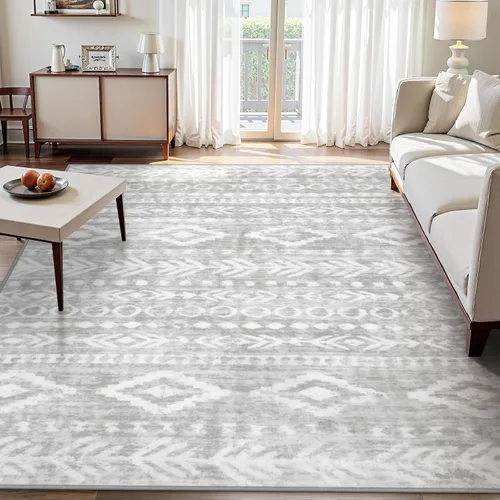 Miniatura 26 de Lahome Alfombra bohemia marroquí para entrada, lavable, de 2 x 3 pies, color gris y blanco, antideslizante, ultra fina, suave, rústica con estampado