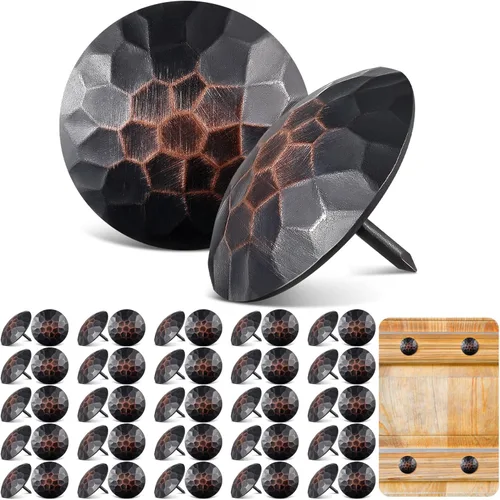 Miniatura 12 de 50 clavos de hierro grandes de 1.25 pulgadas, clavos decorativos de hierro antiguos, adornos rústicos ornamentales para puertas de madera, Negro