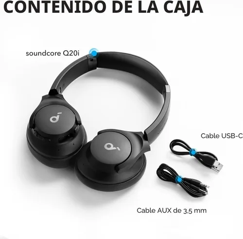 Miniatura 8 de Soundcore by Anker Q20i Auriculares híbridos con cancelación activa de ruido, Bluetooth inalámbrico supraaurales, 40H de reproducción prolongada