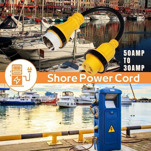 Miniatura 6 de MECMO Cable adaptador de corriente marina de 50 amperios a 30 amperios, enchufe marino 50A SS2-50P a L5-30R RV 30A Receptáculo hembra adaptador