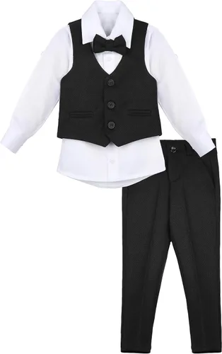 Miniatura 2 de Lilax Traje formal para niños de 4 piezas, chaleco, pantalones y corbata