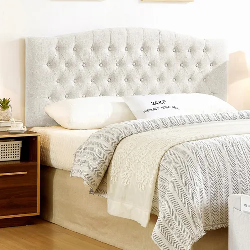 Miniatura 26 de 24KF Cabecera tapizada acolchada con botones de terciopelo, cabecera cómoda y elegante tamaño King/CA King, gris Terciopelo gris-king
