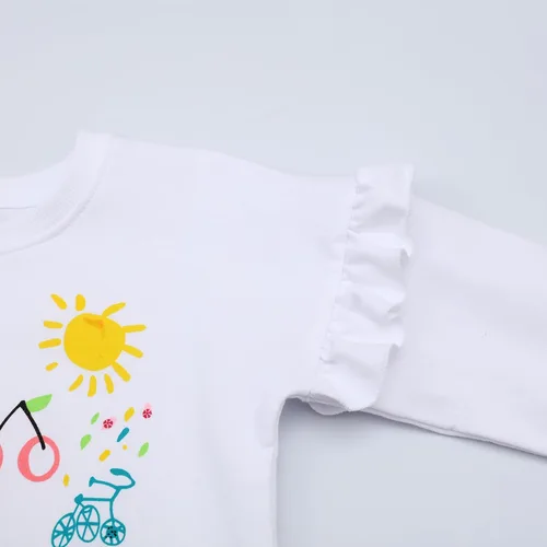 Miniatura 4 de HILEELANG Sudaderas de algodón para niña, estilo casual, cuello redondo, manga larga, suéter