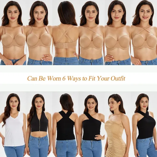 Miniatura 2 de HACI Sujetador sin tirantes para mujer Cobertura de figura completa Contour Underwire Plus Size Red Carpet