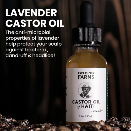Miniatura 4 de Papa Rozier Farms Aceite de ricino puro de lavanda de Haití, prensado en frío orgánico, sin hexano, 1 oz, sin refinar, aceite para el tratamiento
